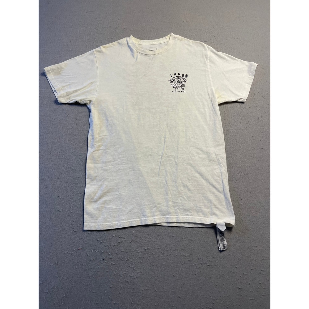 Vans T-Shirt 100% Cotton Cream Graphic Medium Mens